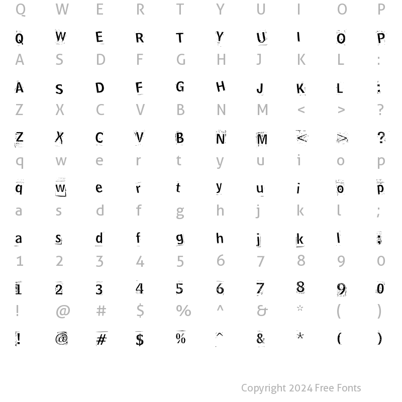 Character Map of Hoosker Doo Regular