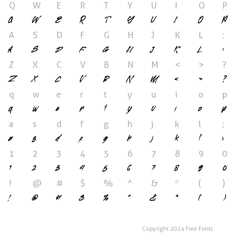 Character Map of HOPERUSH Regular