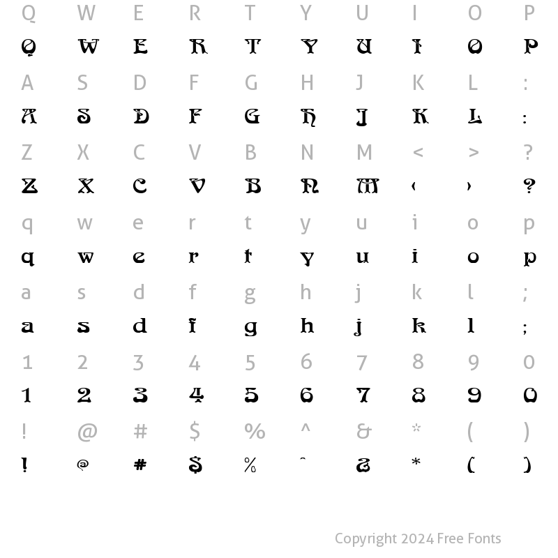 Character Map of HorizonWide Regular