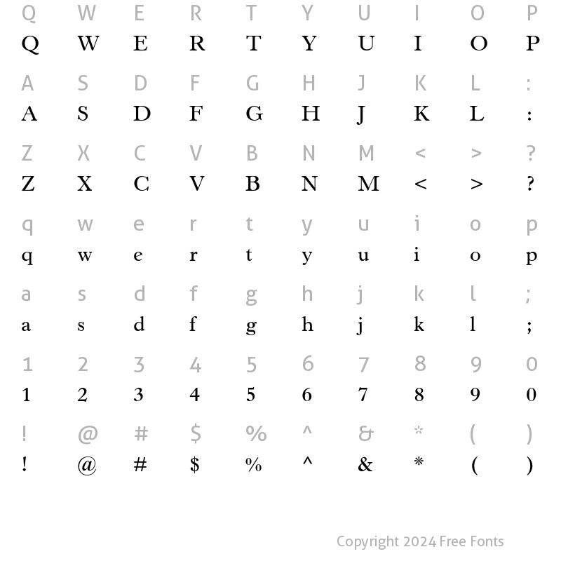 Character Map of Horley Old Style MT Std Semibold