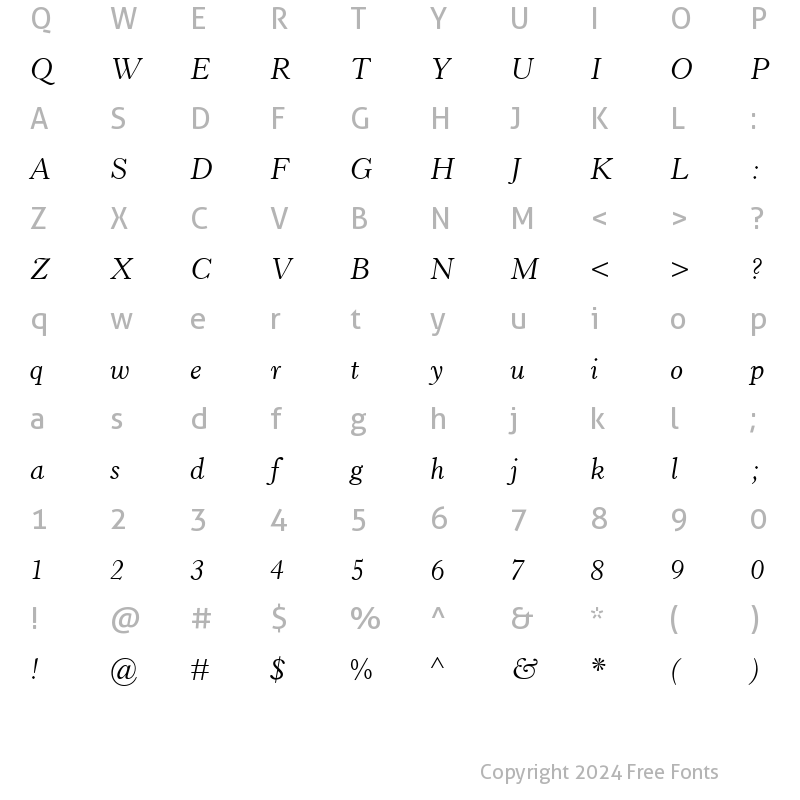 Character Map of Horley OS MT Italic