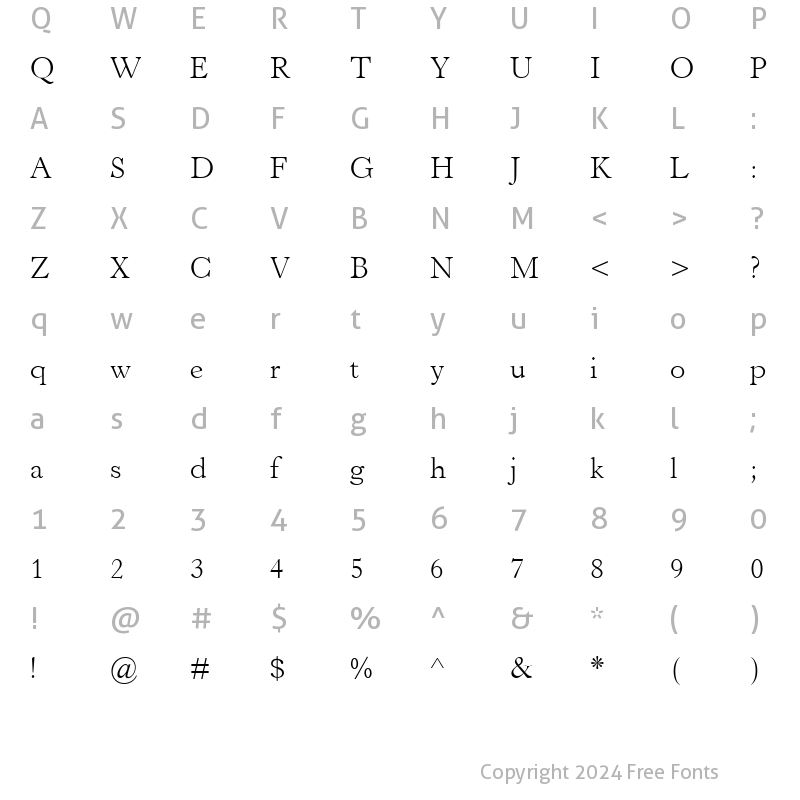 Character Map of Horley OS MT Light Regular