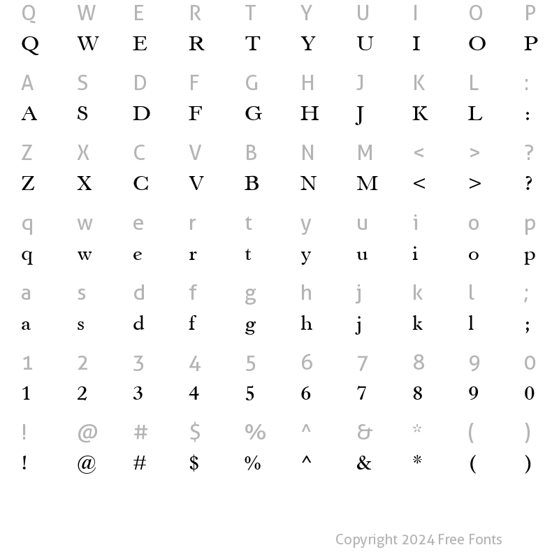 Character Map of HorleyOldStyleMT-SemiBold Semi Bold