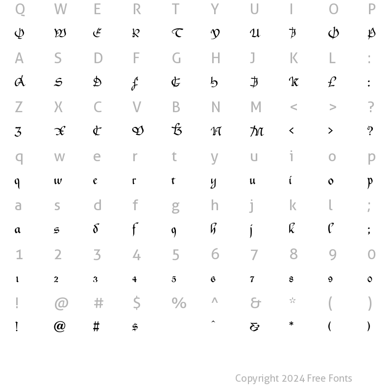 Character Map of Horloge Regular