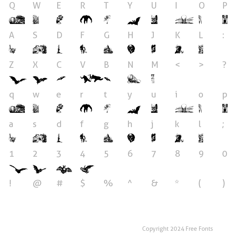 Character Map of Horror Dingbats Regular