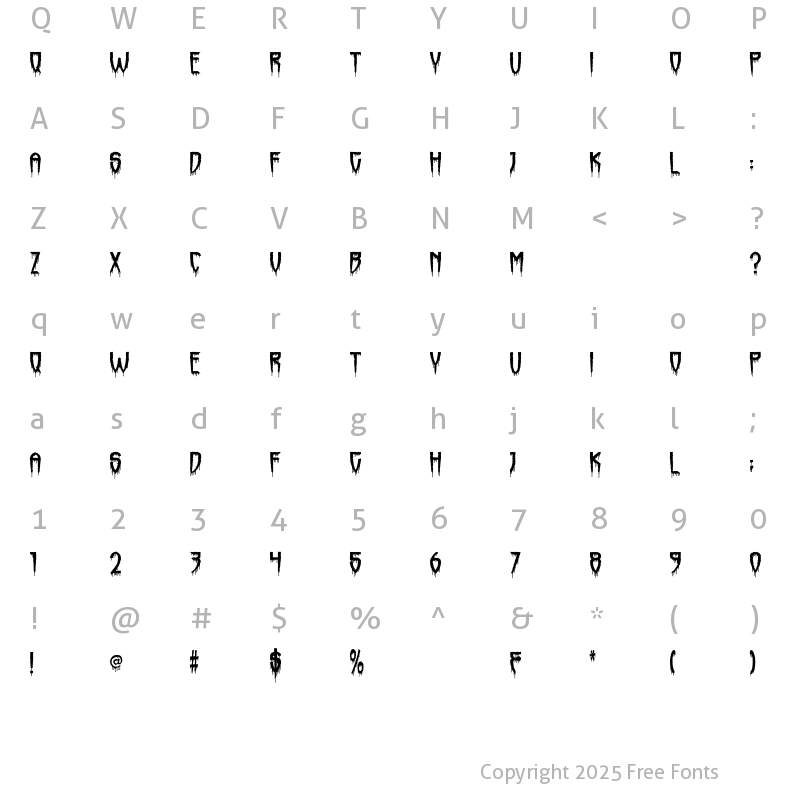 Character Map of Horrorfind Regular