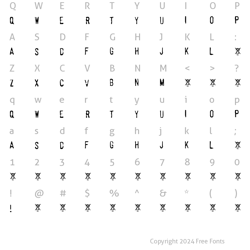 Character Map of Horrorshow Regular