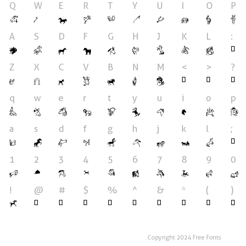 Character Map of horsedings regular