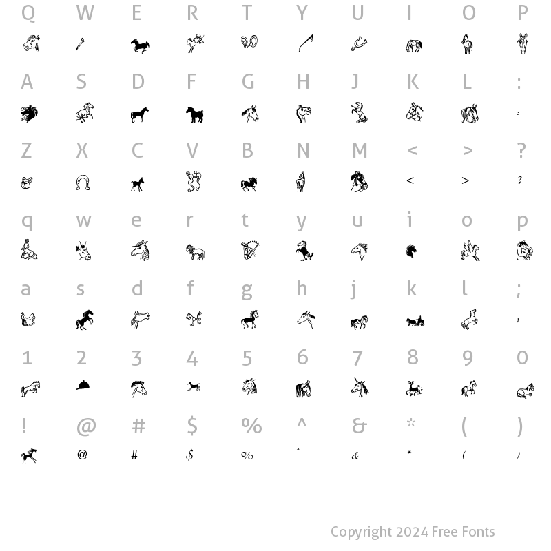 Character Map of horsedings Regular