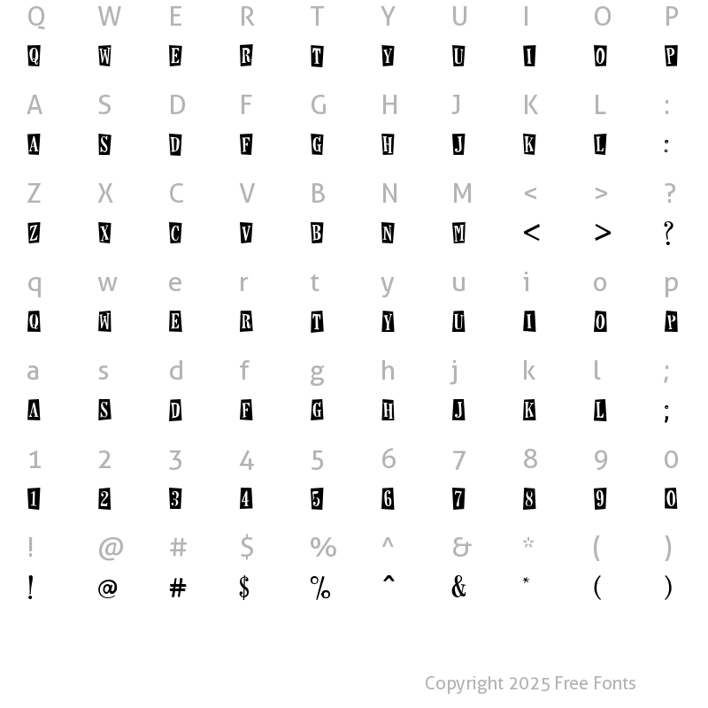 Character Map of Horseshoes And Lemonade Regular