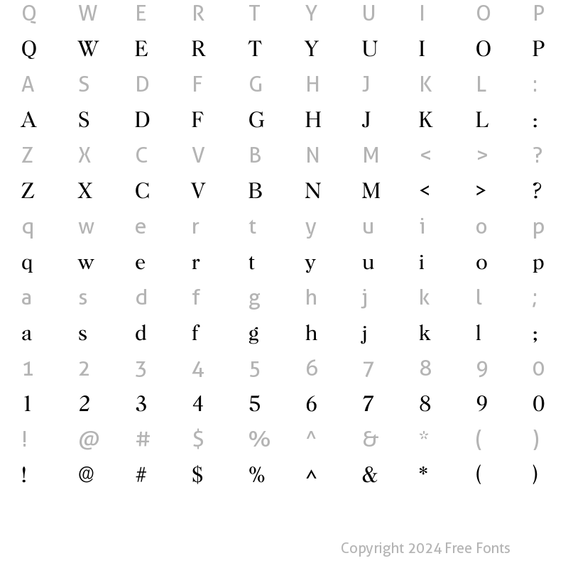 Character Map of Horsha Light Regular