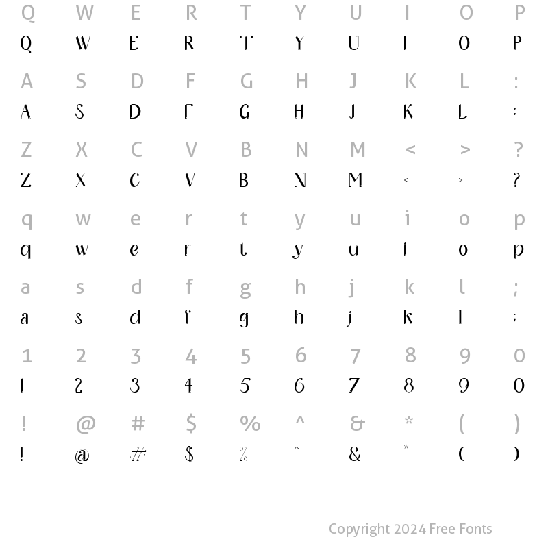 Character Map of Horyzon Regular