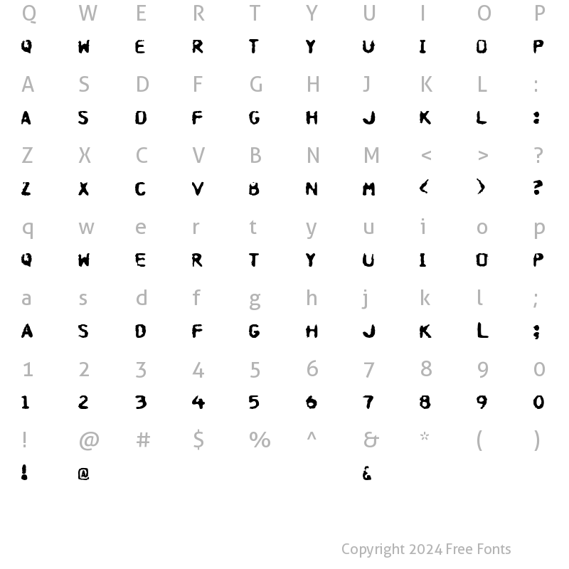 Character Map of Hospital Regular