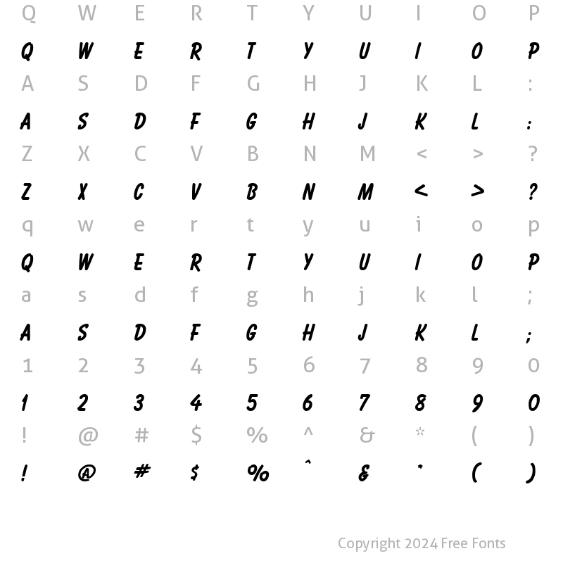 Character Map of Hot Air Bold