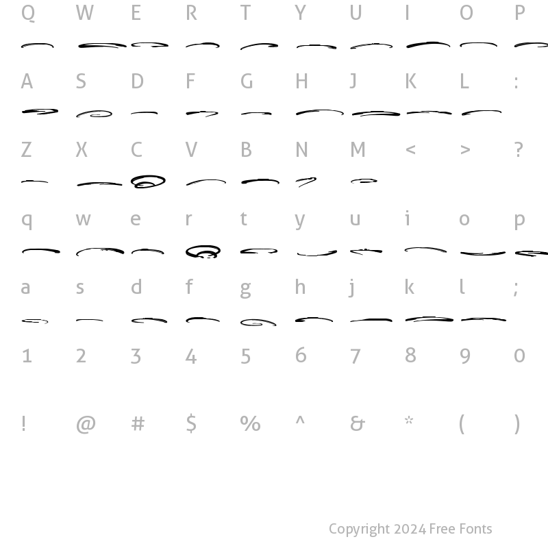 Character Map of Hot ink Underlines Regular