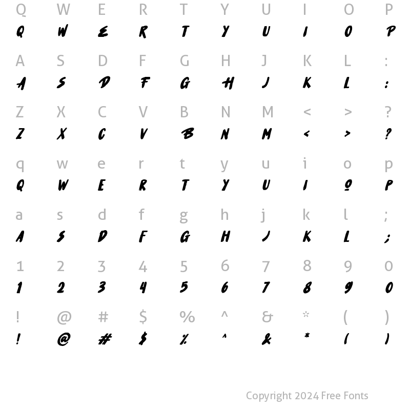 Character Map of Hot Sauce Italic