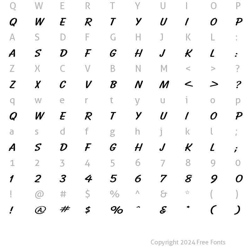 Character Map of HotAirExtended Regular