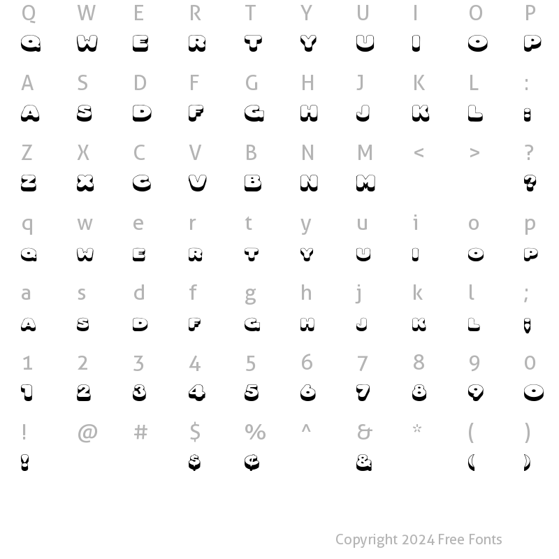 Character Map of HotDog Ex Regular