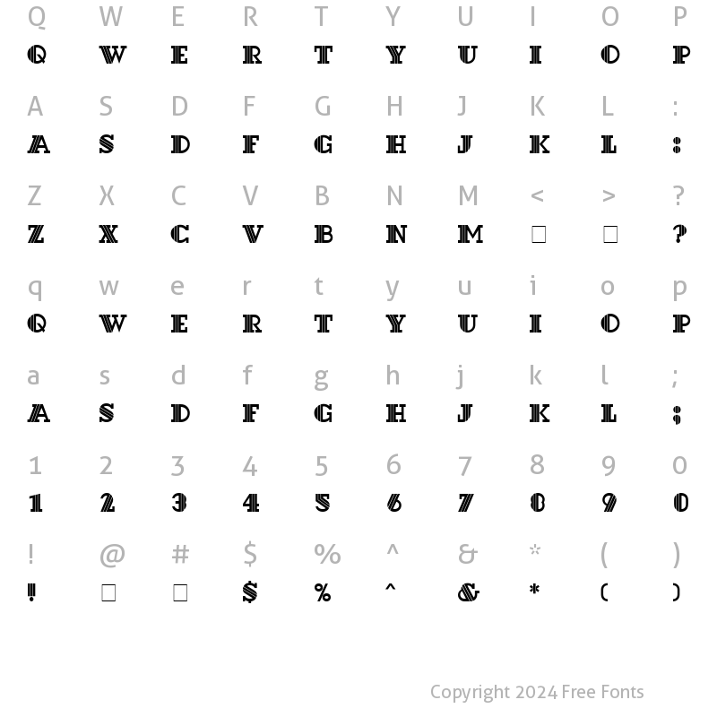 Character Map of Hotel MN Regular