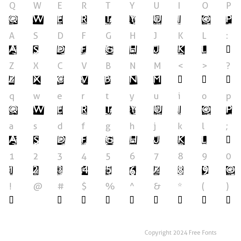 Character Map of HOTMETAL Normal