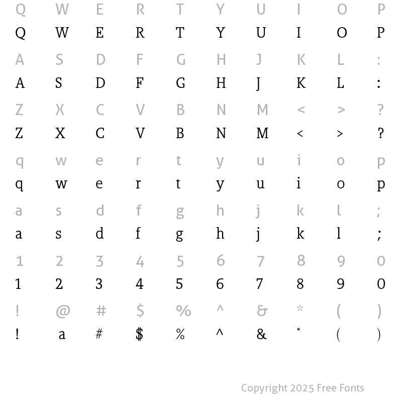 Character Map of HoTomLL Regular