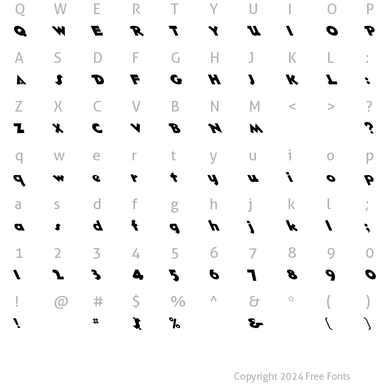 Character Map of Hotshot Lefty Regular