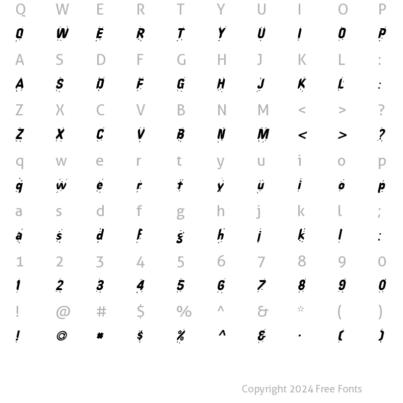 Character Map of HotStuff Italic