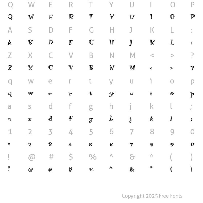 Character Map of HotsyTotsy Hi-Lite-MvB Regular