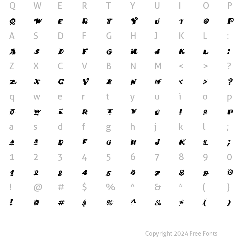 Character Map of HotTamale Italic