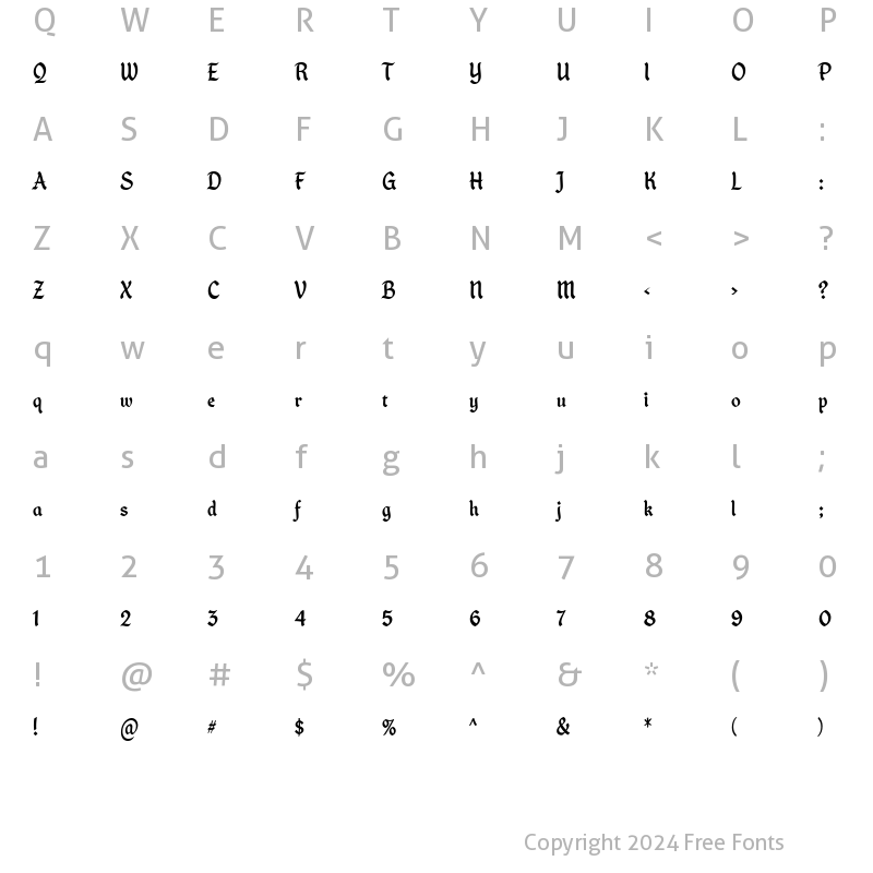 Character Map of House Holiday TTF Gothic