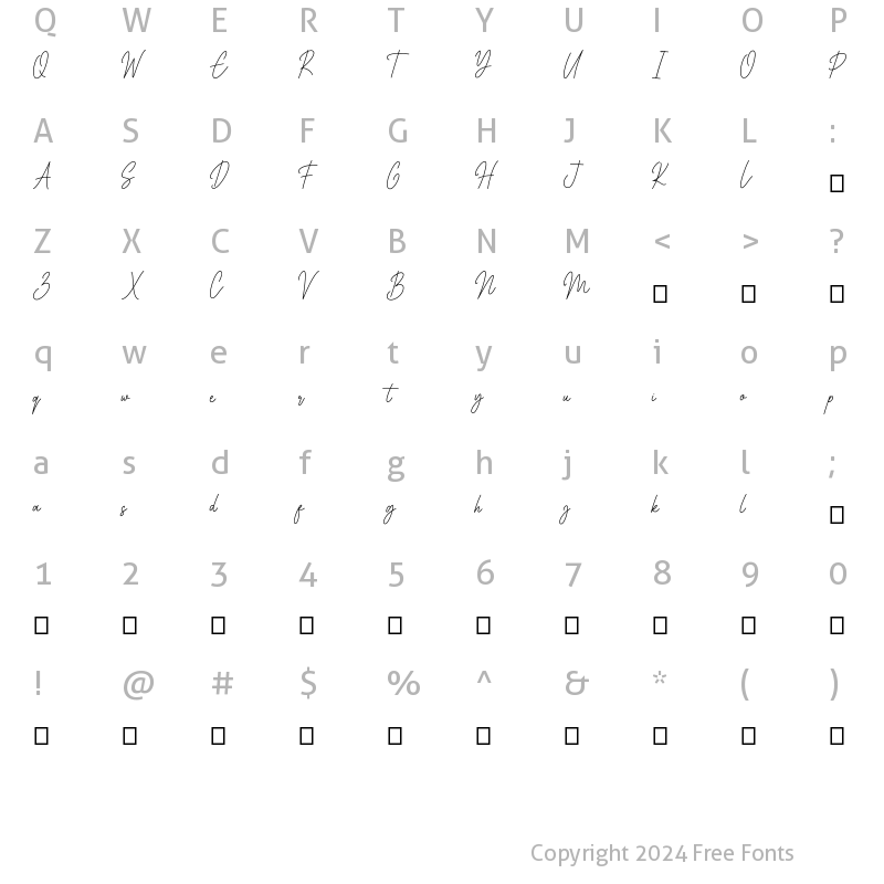 Character Map of House Signature Script Regular