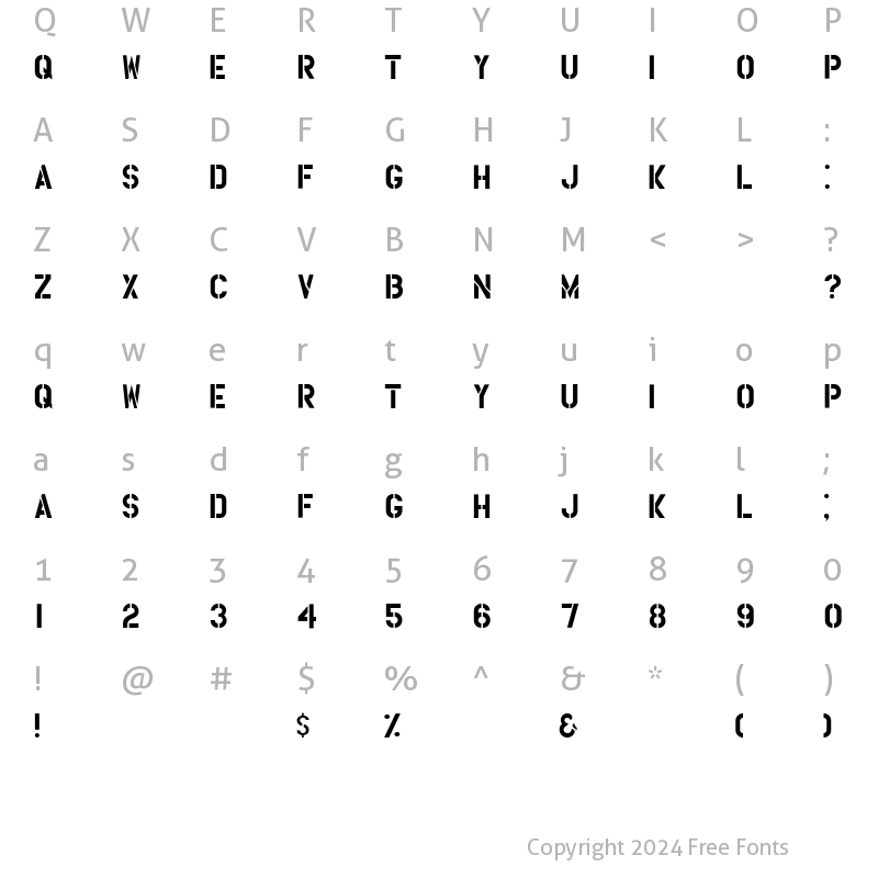 Character Map of HouseBrokenClean Roman