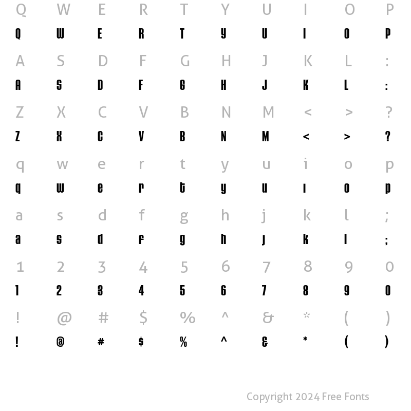 Character Map of HouseGothicHG23Cond BOLD3