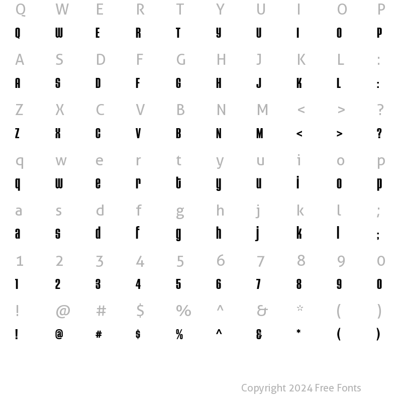 Character Map of HouseGothicHG23Cond BOLD4