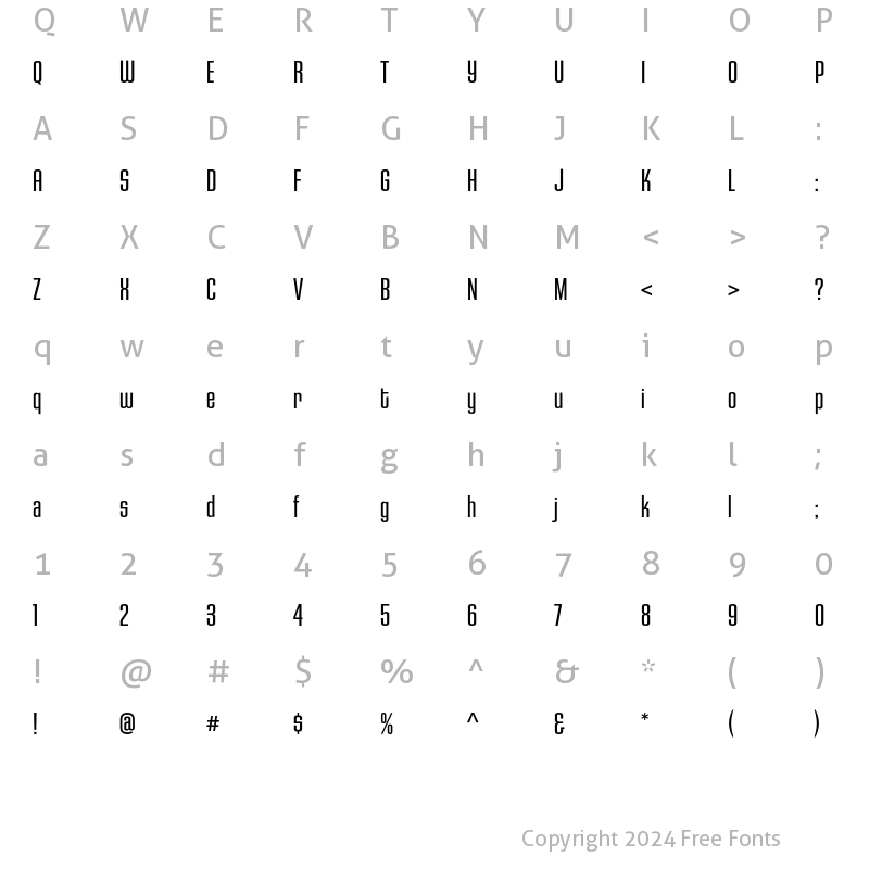 Character Map of HouseGothicHG23Cond LIGHT1