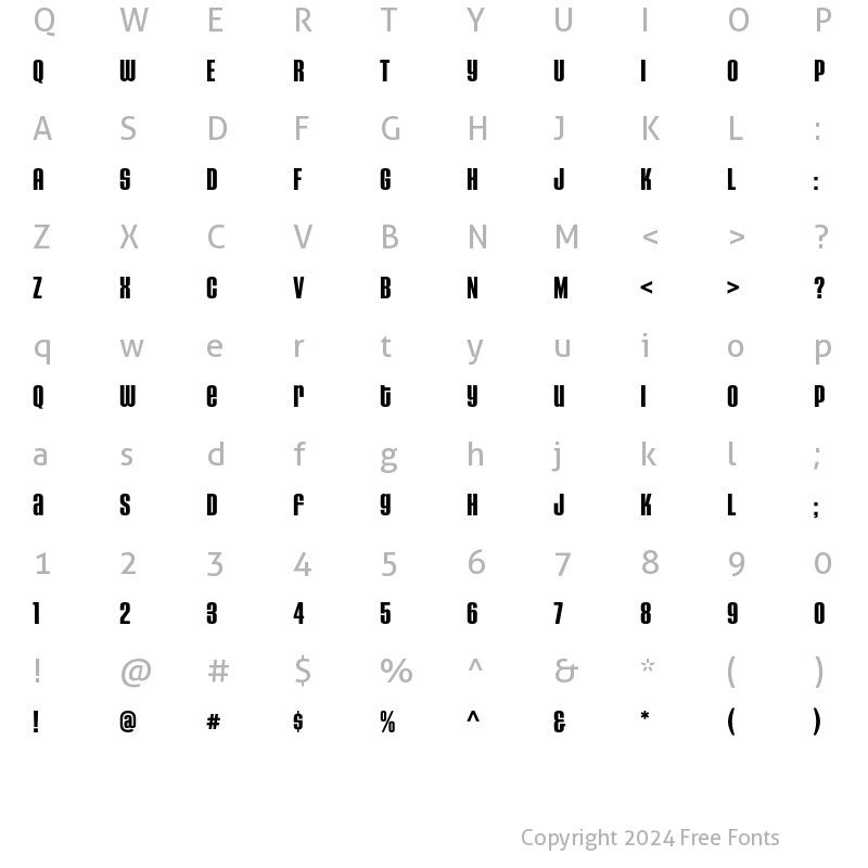 Character Map of HouseGothicHG23Cond THRDFIL