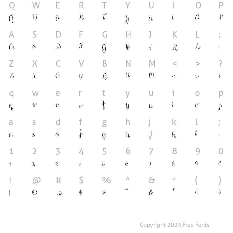 Character Map of Housemaid Regular