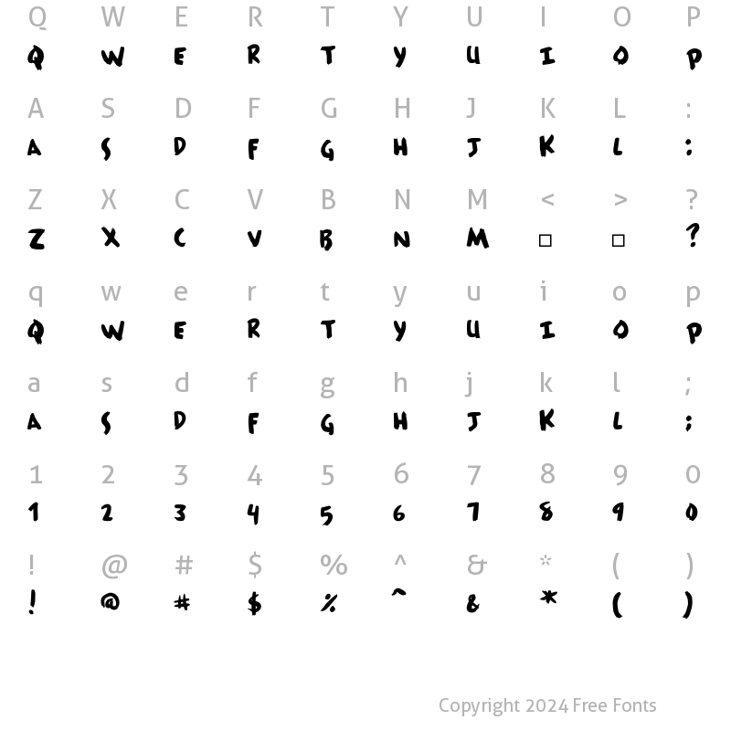 Character Map of HousePaint Medium