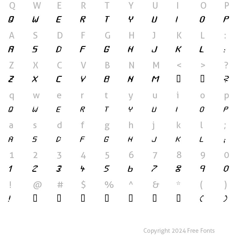 Character Map of HOUSEPIPES Italic