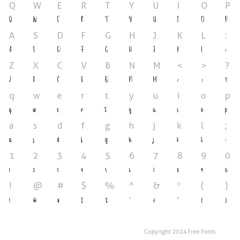 Character Map of Housewife Regular