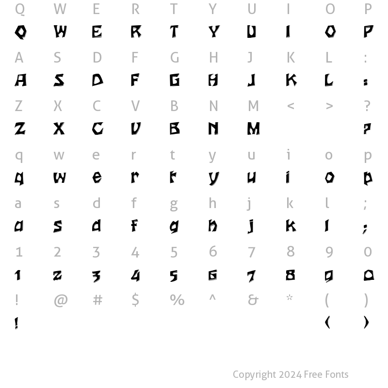 Character Map of Houtsnee Shadow Regular