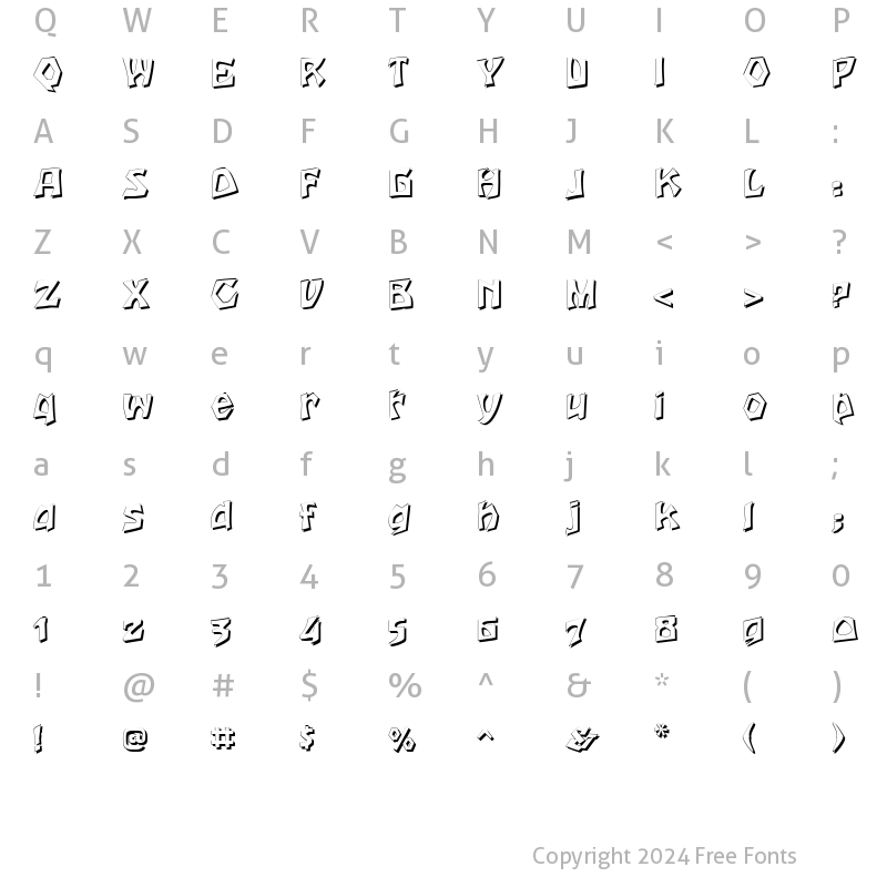 Character Map of Houtsneeletter Shadow Regular