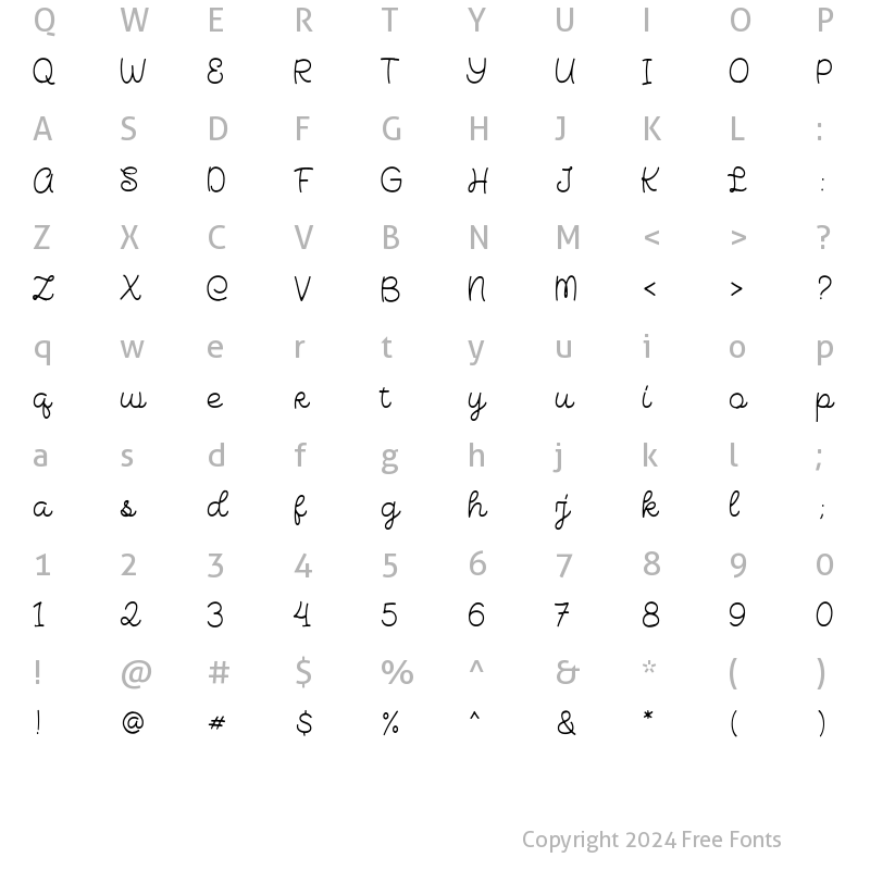 Character Map of Howli Fun Script