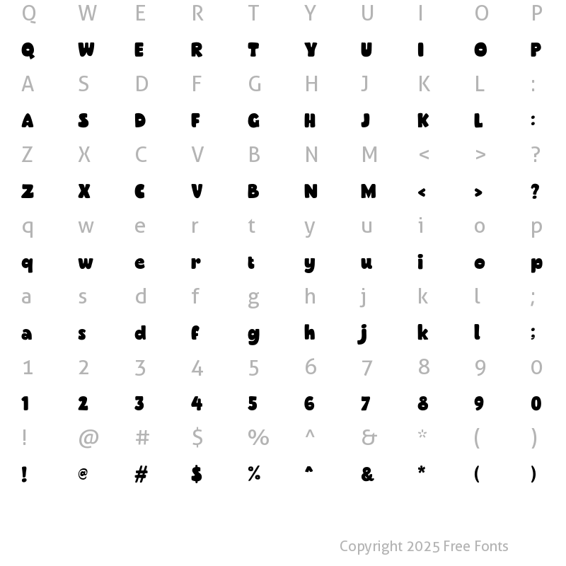 Character Map of Howli Layers Base