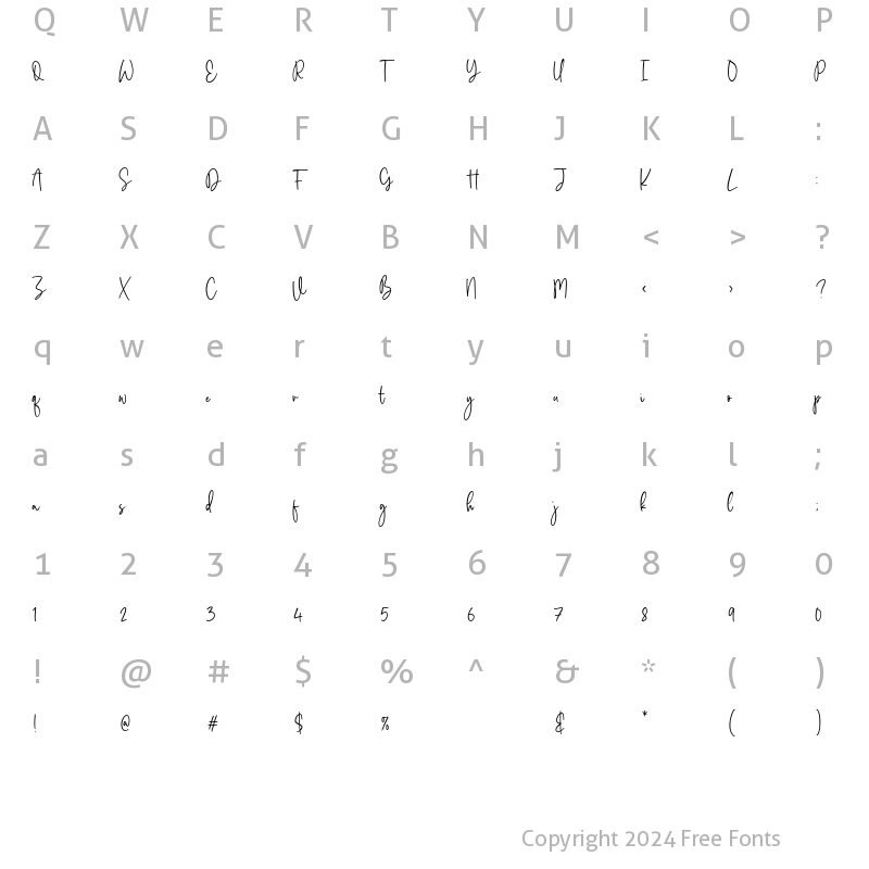 Character Map of Howling Sinister Regular