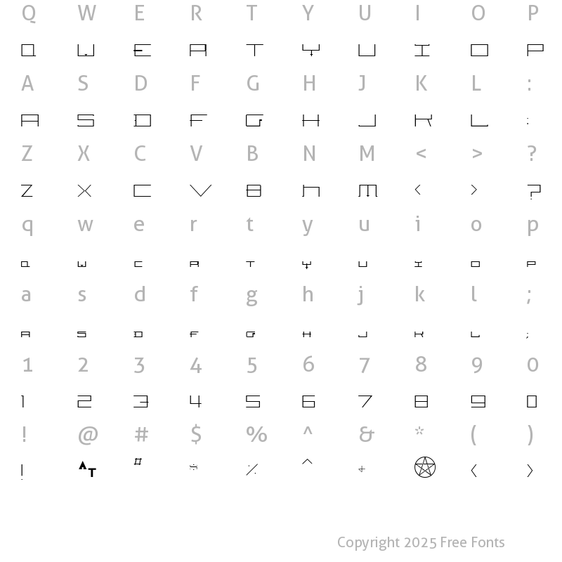 Character Map of Hozenozzle New Regular