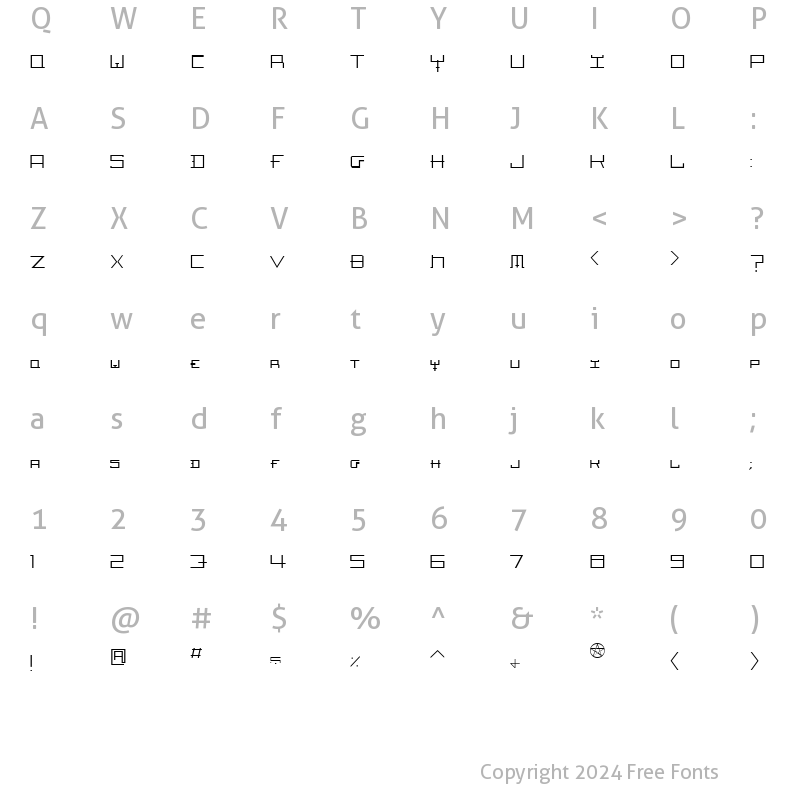 Character Map of Hozenozzle Thin Regular