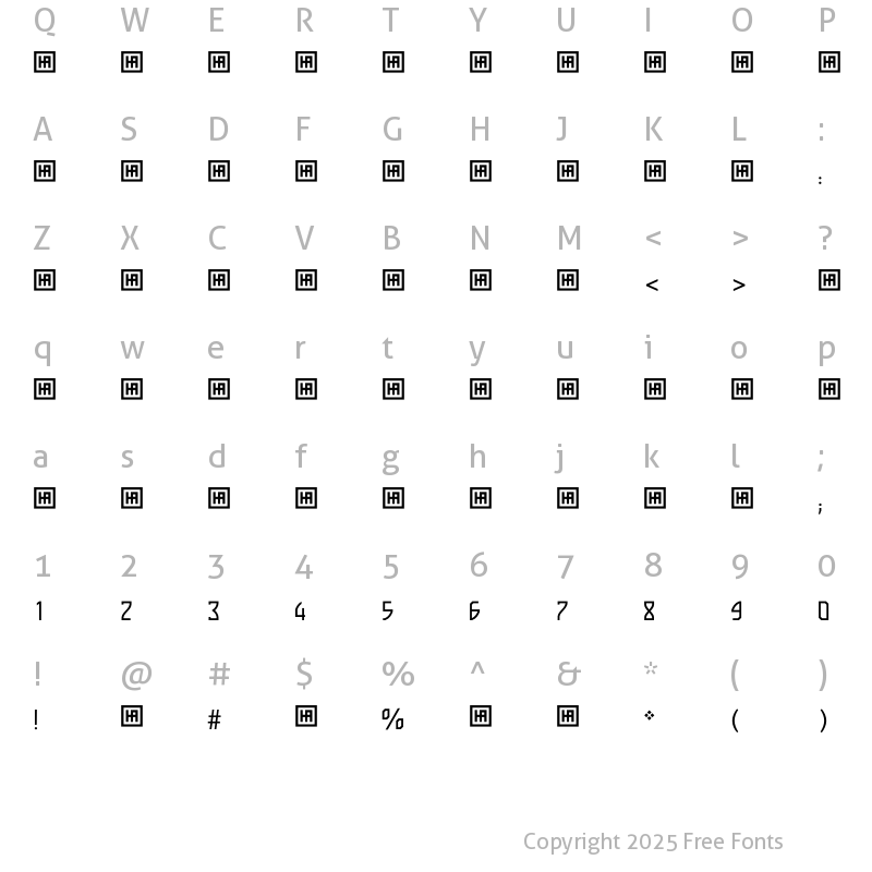 Character Map of HSAlmidad-Light ?