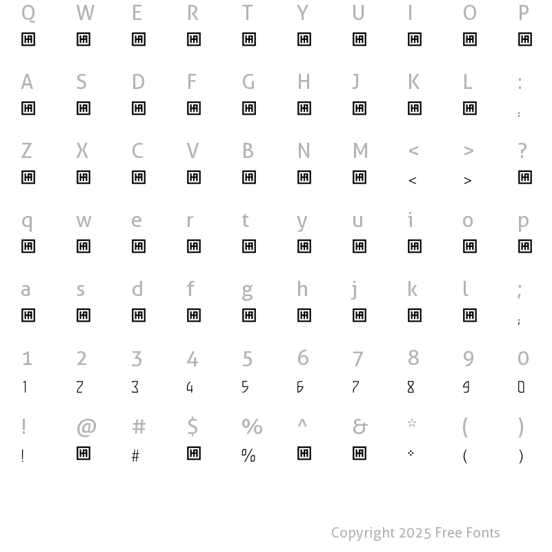 Character Map of HSAlmidad-Thin ?