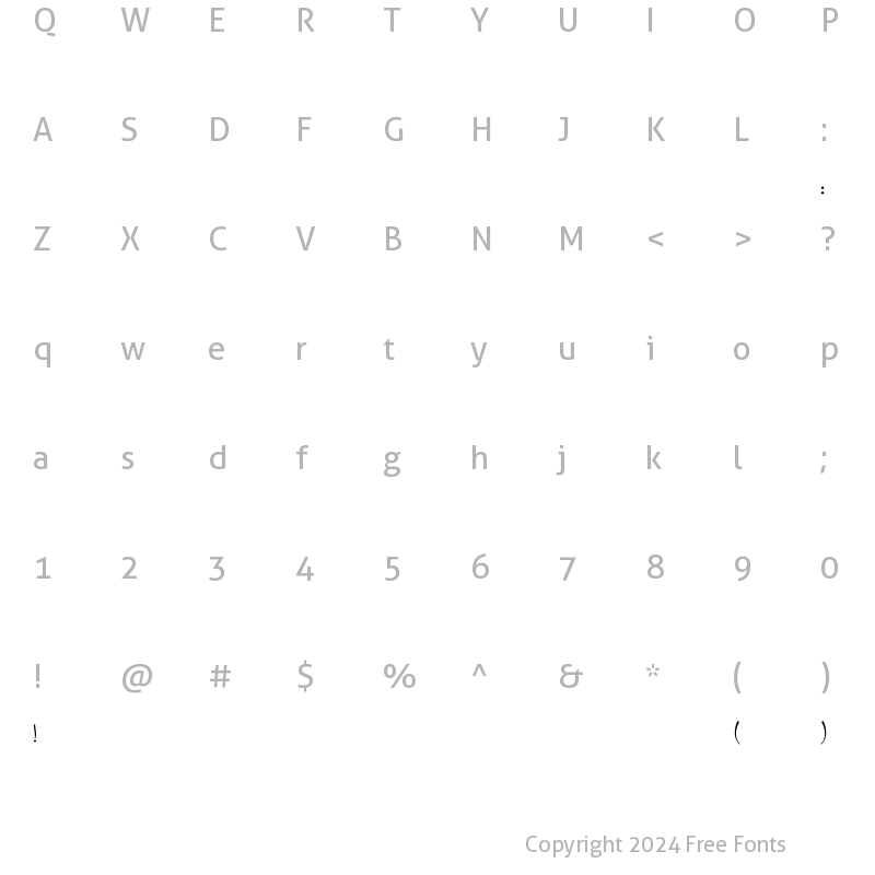 Character Map of HSN Khalid Thin Thin